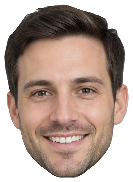Real FaceConfetti cutout of the groom's face and hair with a white outline